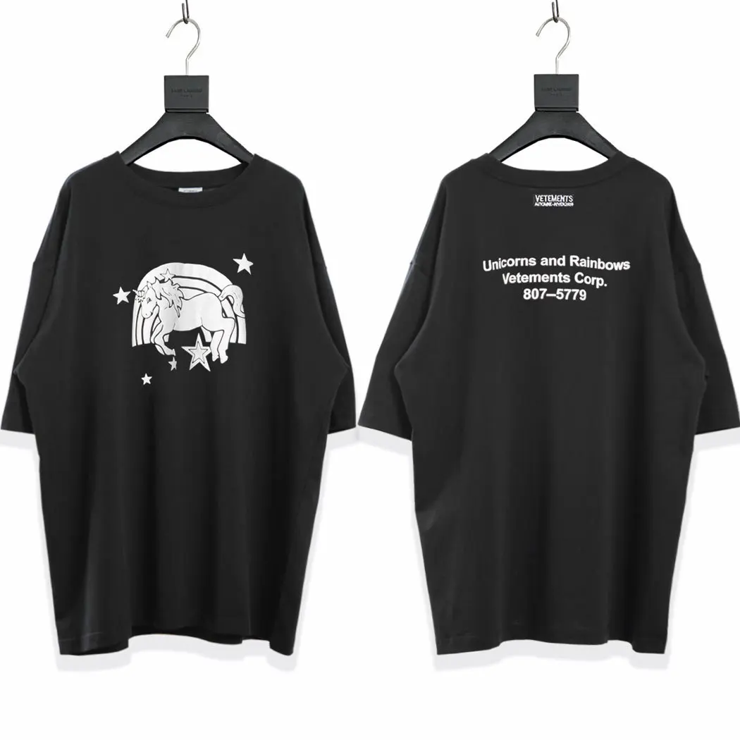 

High street new VTM vehicles short sleeve OS loose casual hip hop lovers short sleeve t-shirt men and women fashion