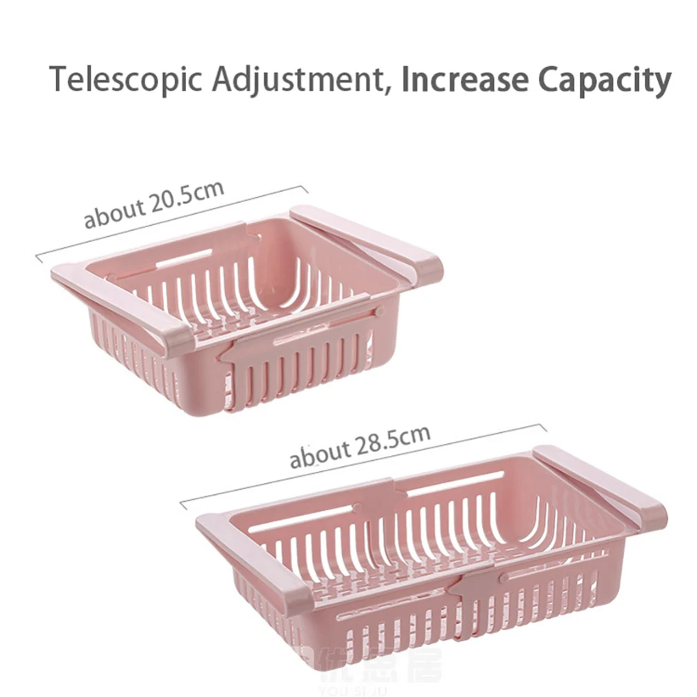 

1pc Drawer Design Organizer Adjustable Storage Shelf Refrigerator Freezer Shelf Retractable Slider Storage Box for Space-Saving