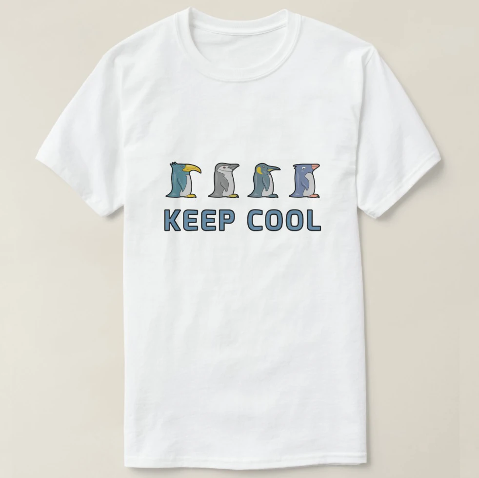 2019 Мужская хлопковая футболка с принтом и коротким рукавом Keep Cool-Penguins-Футболка