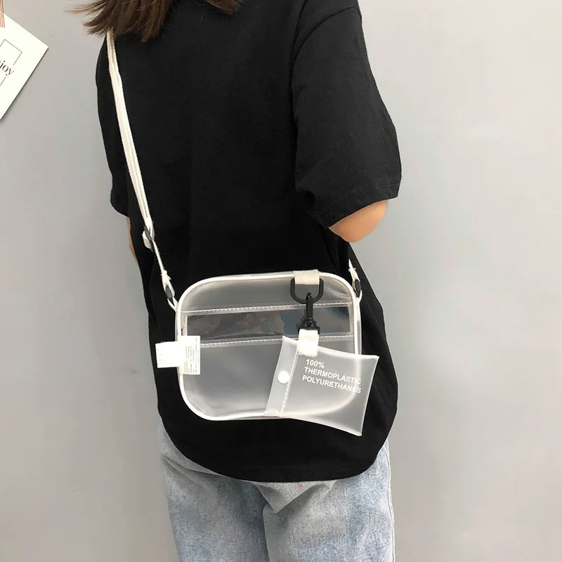 Повседневная Прозрачная женская сумка через плечо из ПВХ маленькая Желейная для