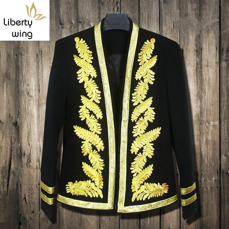 Брендовый блейзер для мужчин модный тонкий костюм с вышивкой на одной пуговице