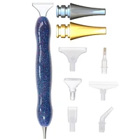 5d diy squareround diamond painting tool resin point drill pen with 2pcs metal point drill heads and multi placer tip