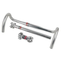 uno aluminium alloy bike three piece set road bicycle silver bent bar 7 degree stem seat post red logo