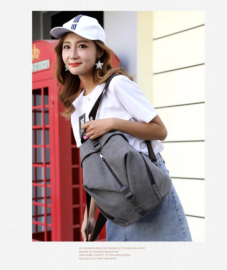 Женский холщовый рюкзак консервативный студенческий тканевая школьная сумка