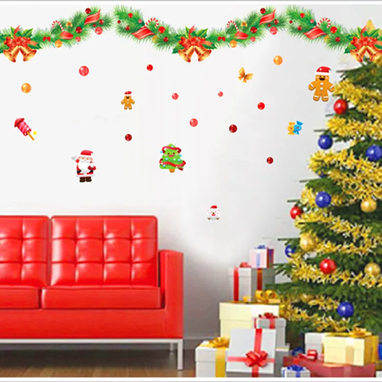 Рождественская настенная Бумага С Новым Годом съемные настенные наклейки Deca