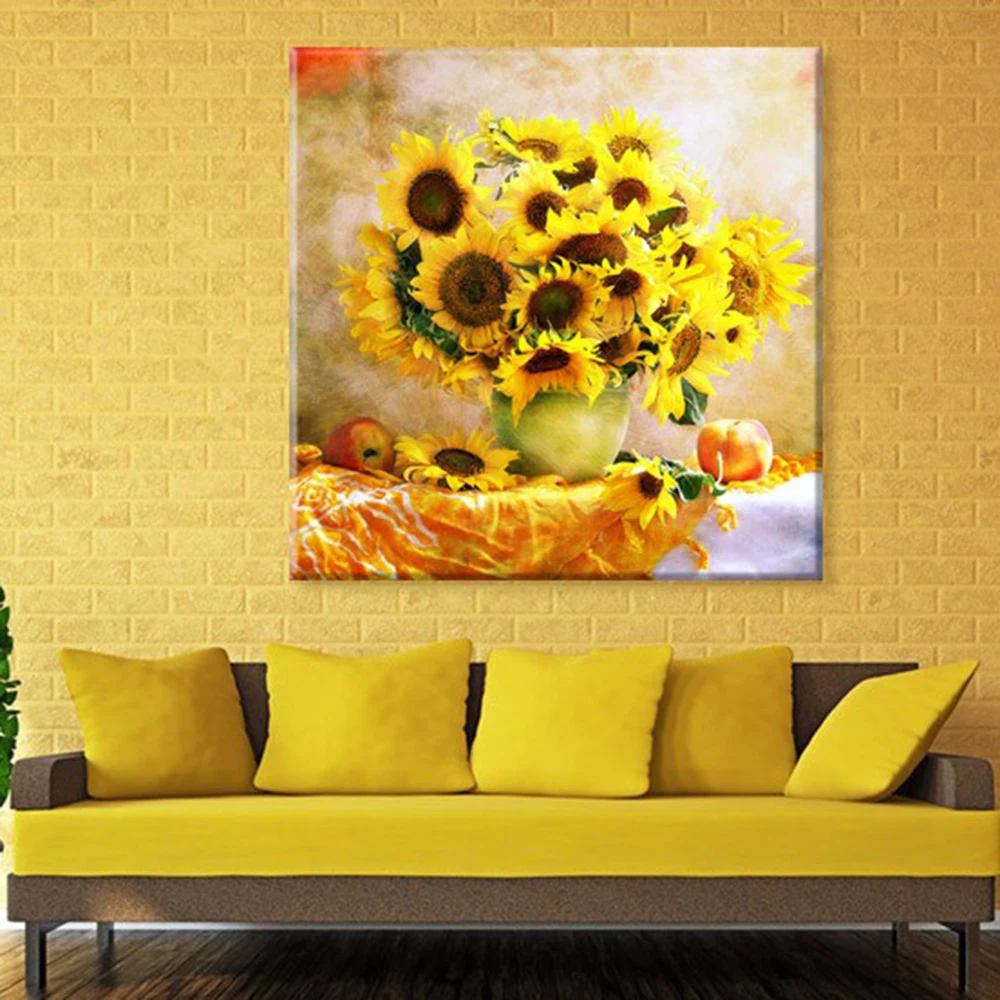 5D алмазное Рисование Подсолнечник Бриллиантовая Вышивка Желтая цветы вышивка