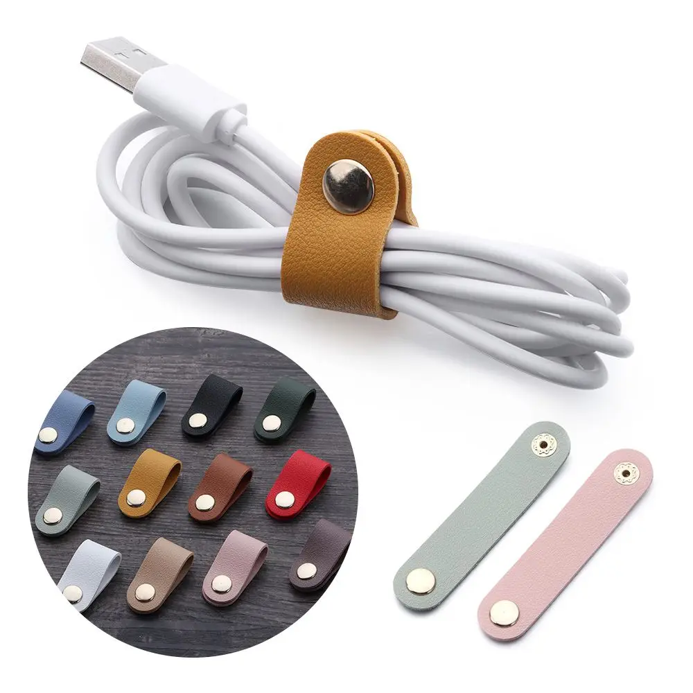 Cable Organizer Leather Wire Binding Data Tie Management Bobbin Winder Marker Holder Tape Lead Straps Cord | Электроника