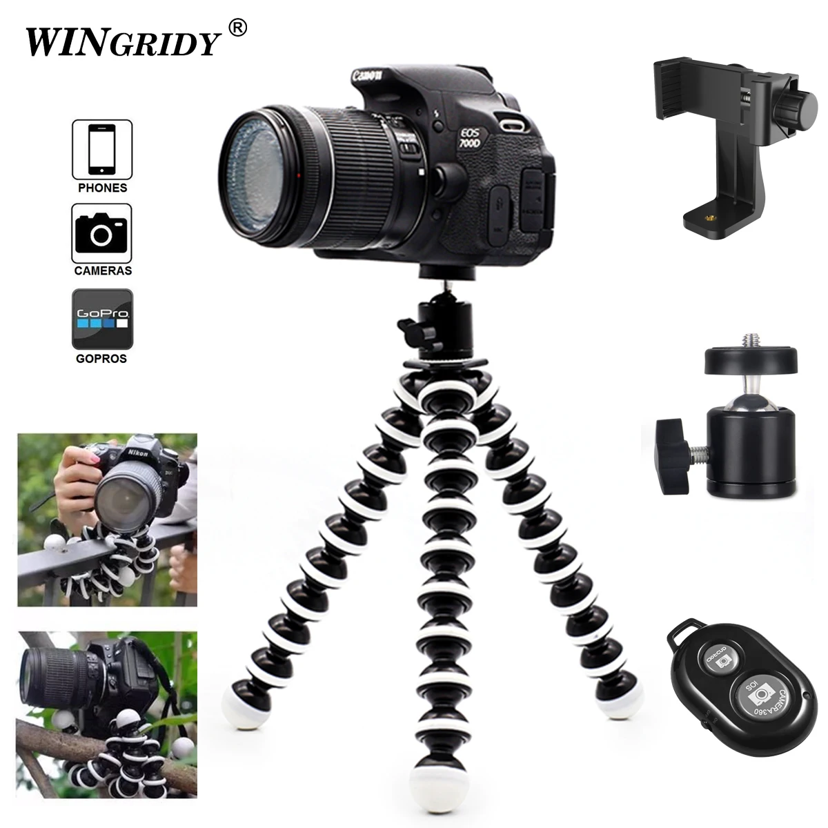 

Octopus Flexible Big L Tripod Stand Gorillapod for Phone Telefon Mobile Phone Smartphone Dslr and Camera Table Desk Mini Tripod