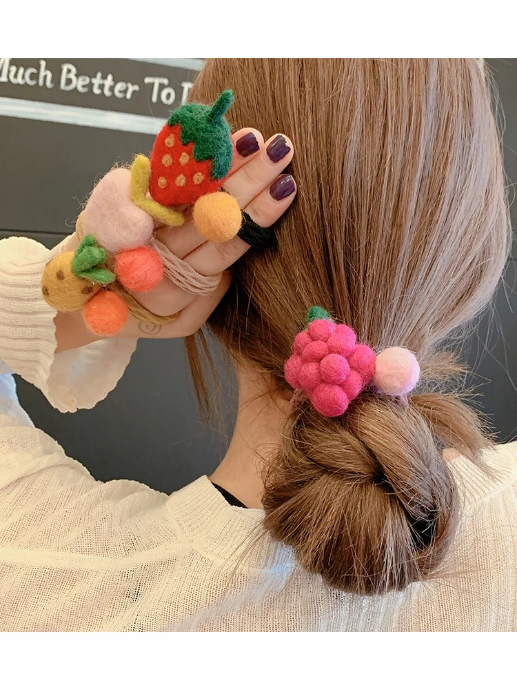 

Free Shipping 1PCS cute plush hair rope head rope hair band rubber band Fruit strawberry hair accessories autumn and winter