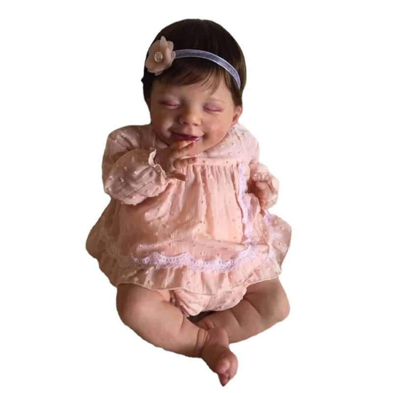 

53cm Silicone Realistic Doll Closed Eyes Soft Vinyl Magnetic Mouth Baby Cute Newborn Toy Gift for Children Kids