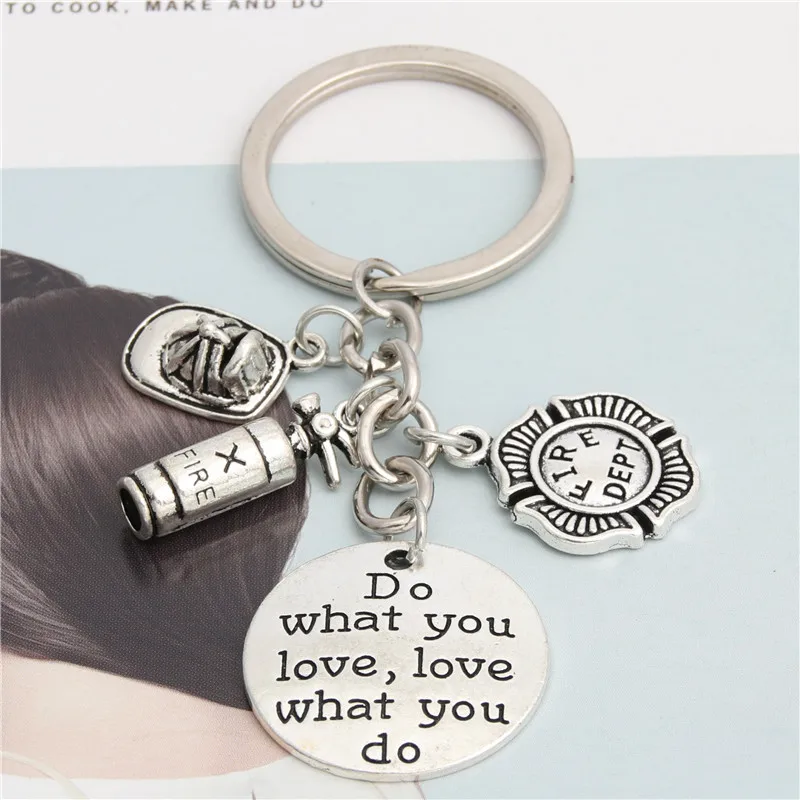 

Do What You Love Fire Extinguisher Hat Fire Dept. Fireman Safety Rescue Key Chain Charm