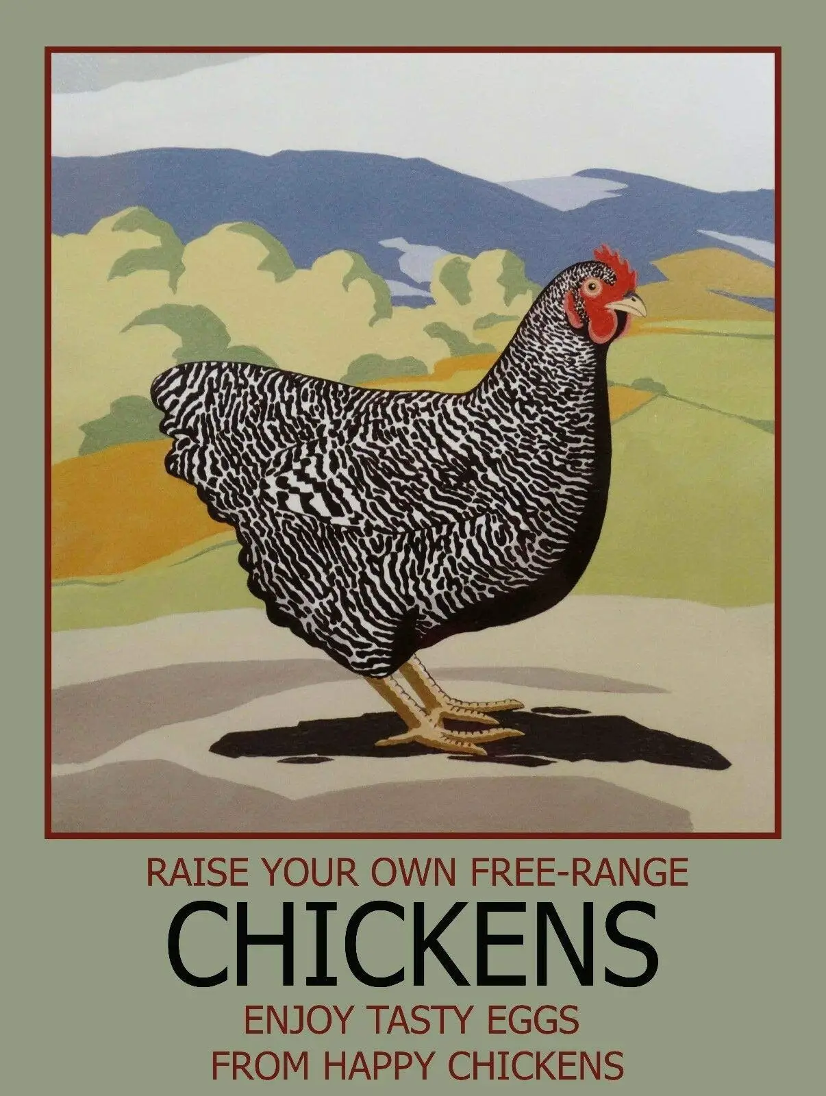

Vintage Tin Sign Chickens Wall Decoration Poster Bar Restaurant Metal Tin Sign