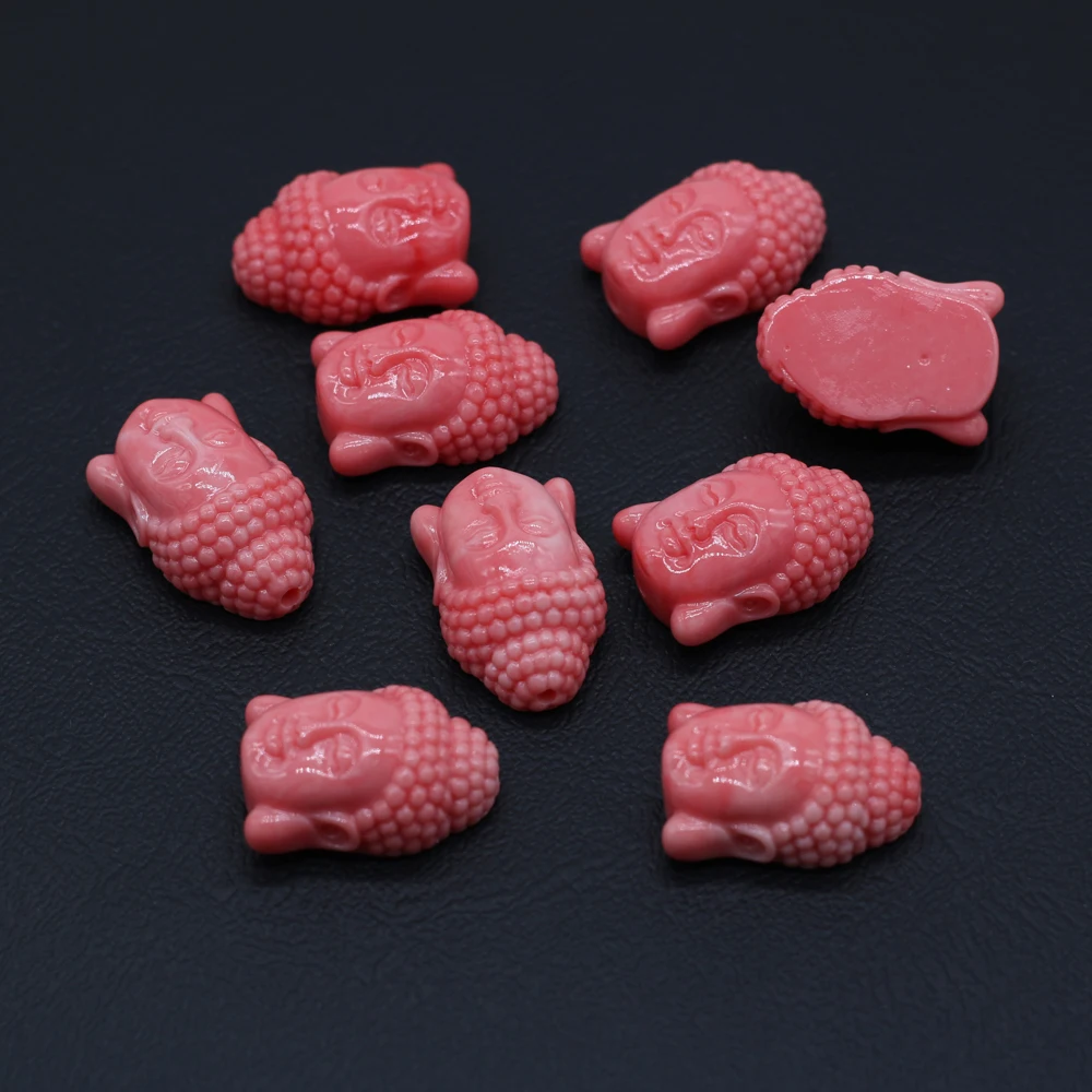 Бусины из натурального коралла 10 шт. Винтажные бусины с отверстием в форме головы