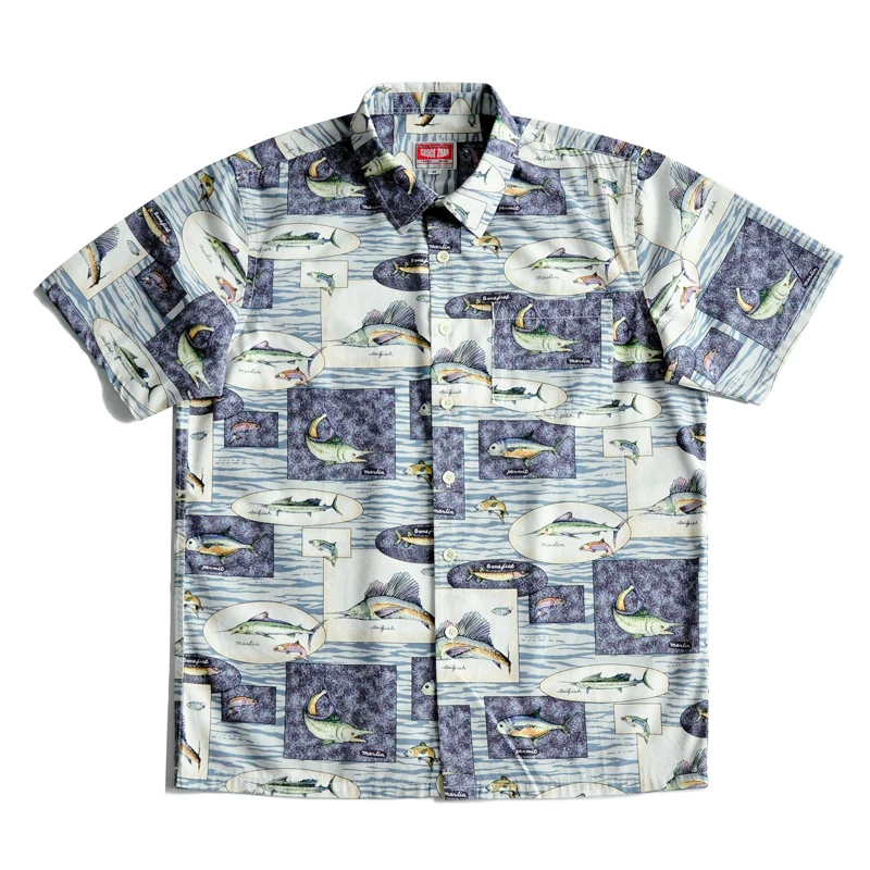 

Aloha Brand Mens Shirts Vintage Printing Shirt Short Sleeve Casual 100% Cotton Youth
