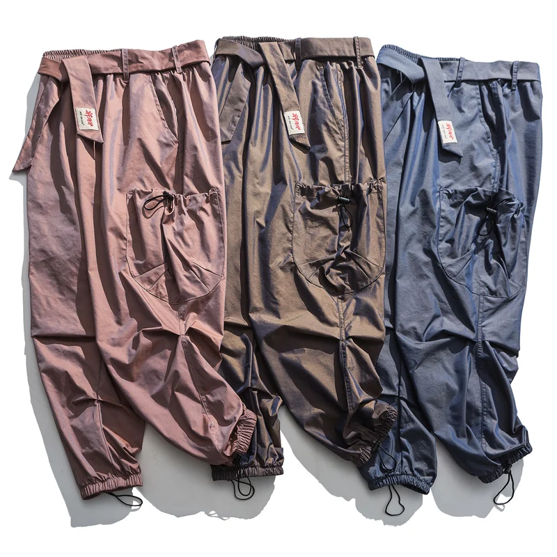 

Streetwear 2021 Autumn Pants Joggers Men Ribbons Multi Pocket Cargo Pants Men Harajuku Casual Track Trouser Hip Hop