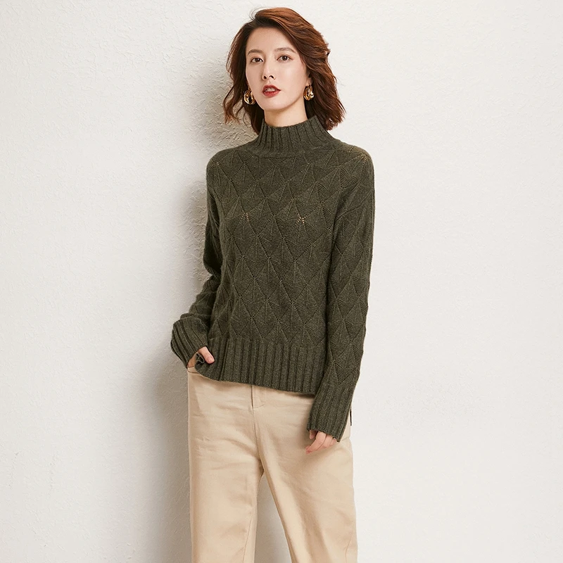 adohon 2019 woman winter 100% Cashmere sweaters and autumn knitted Pullovers High Quality Warm Female thickening Turtleneck