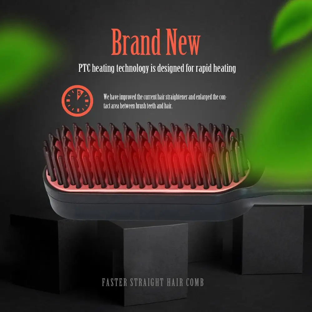 

Beard Hair Straightener Brush Portable Straightening Iron Electric Instant Styling Hot Comb Curly Hair Straightening Women Brush