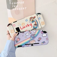 cartoon lucky rainbow slide girl switch game console protective cover for nintendo switch and lite case