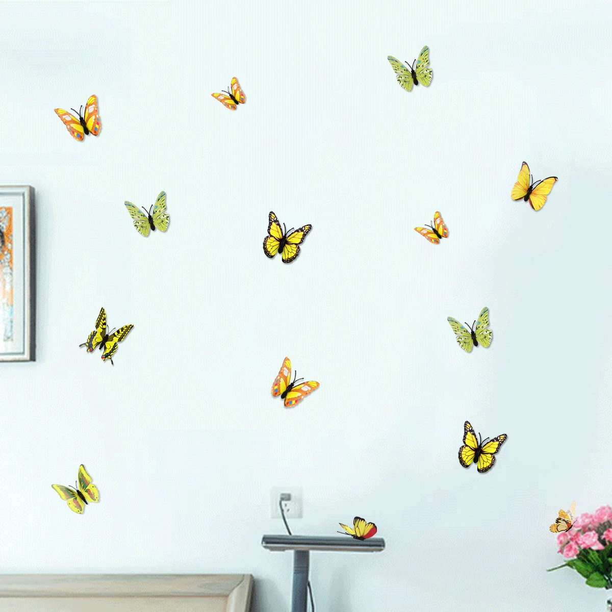 12 шт стикер на стену с бабочками наклейки Новый год украшения дома 3D бабочки ПВХ