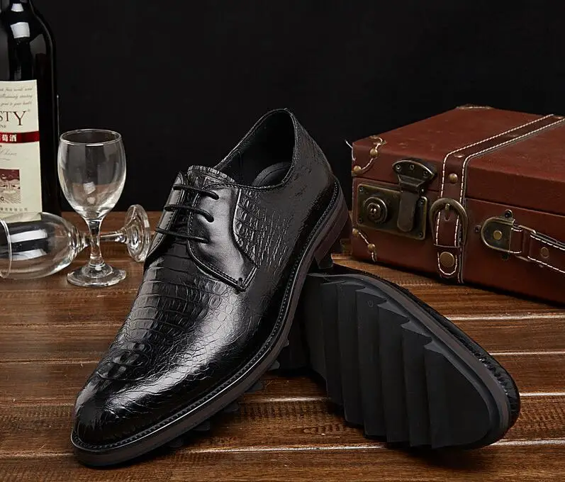 Качественные Мужские модельные туфли из крокодиловой кожи роскошные мужские