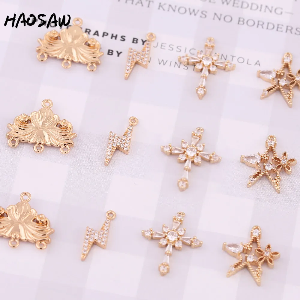 HAOSAW 4 шт./лот звезда/вспышка/Крест Дизайн/прозрачные кристаллы подвески/медные