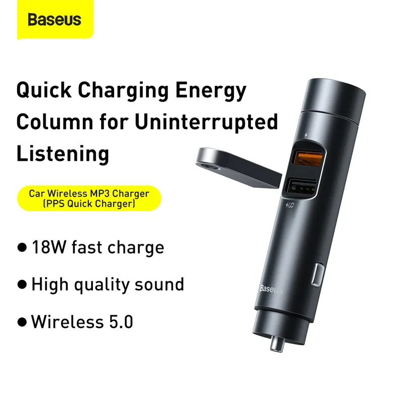 Baseus 18 Вт автомобильный аудио приемник fm-передатчик USB быстрое зарядное
