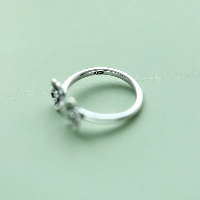 Женское Винтажное кольцо из стерлингового серебра 925 пробы с элегантным цветком