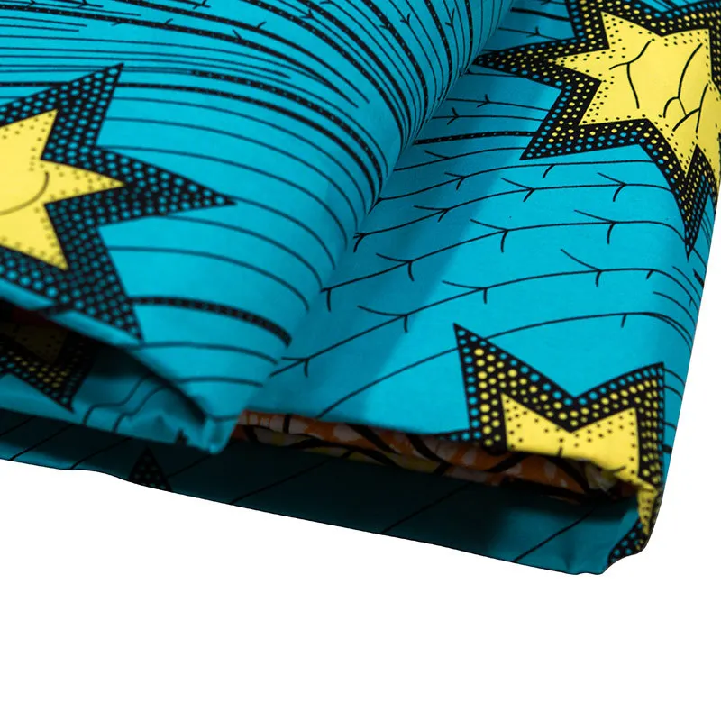 Высокое качество Pagnes настоящий воск желтые звезды печатная синяя ткань 2019