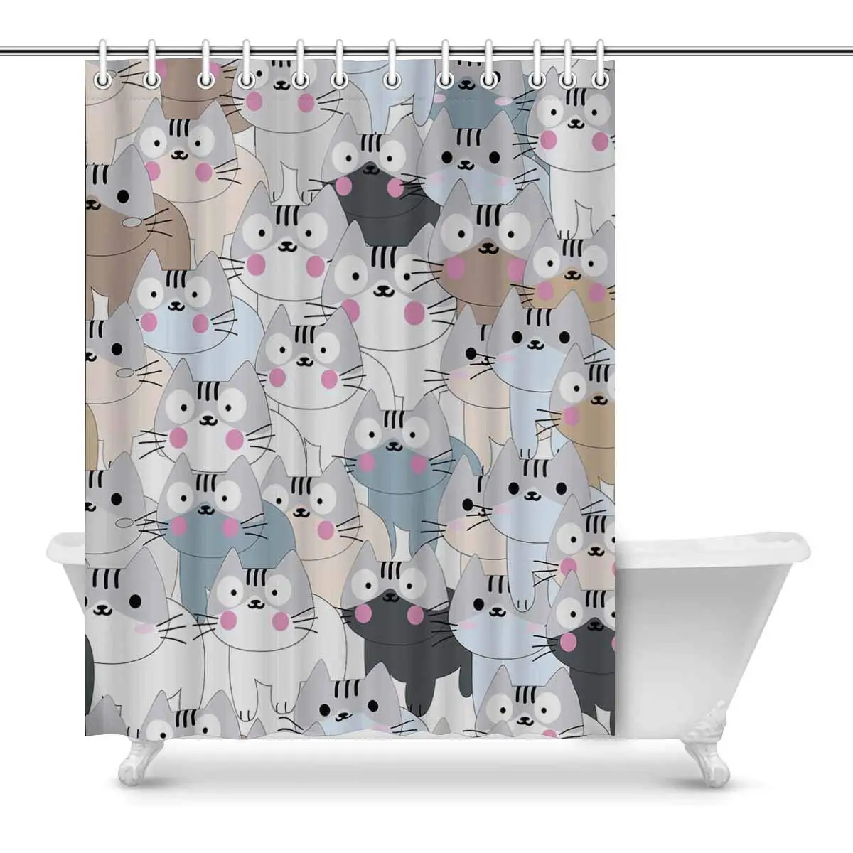 Забавная Милая декоративная душевая занавеска с котенком для ванной комнаты