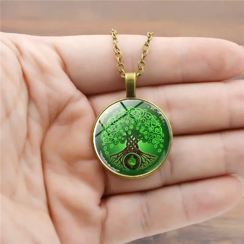 Ожерелье с подвеской Дерево жизни кабошон фото женское модное ювелирное изделие