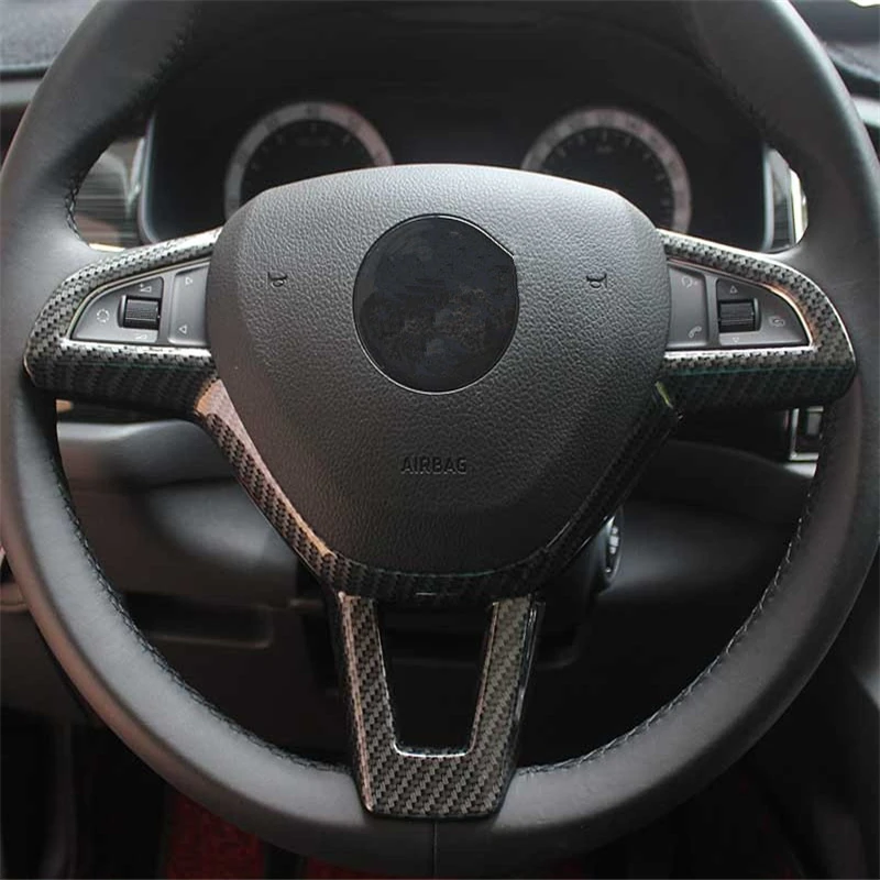 

WELKINRY Автомобильная крышка для skoda Kodiaq NS7 2016 2017 2018 2019 ABS пластиковая Посеребренная отделка рулевого колеса