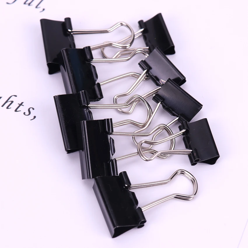 

12PCS/Pack 15 19mm Black Metal Binder Clips Notes File Letter Paper Clip Photo Binding Stationery Accessories Office Supplies