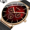 LIGE New Fashion Mens Watches Top Brand Luxury Quartz Watch Men Mesh Steel Waterproof Ultra-thin Wristwatch For Men Sport Clock 1