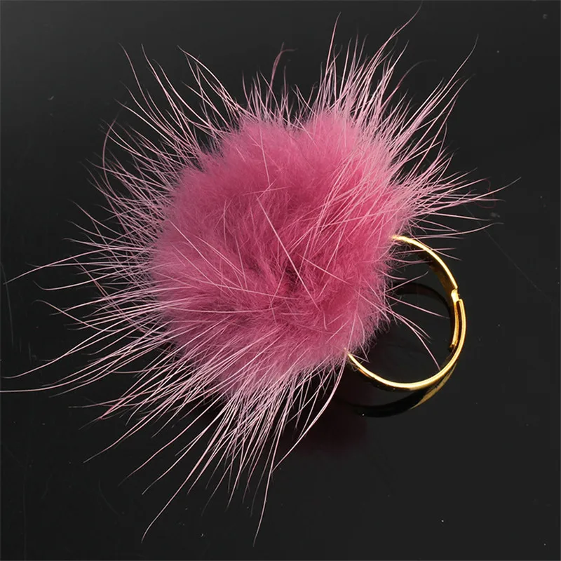 1 шт. модные милые мягкие пушистые Регулируемые кольца с меховым помпоном для