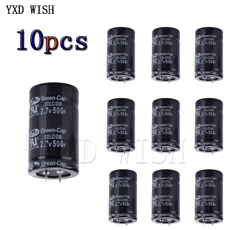

10 шт. 2,7 в 500F конденсаторы автомобильный конденсатор фарад конденсатор супер фарад конденсатор Размер 35 х60 мм Материал металлической фольги...