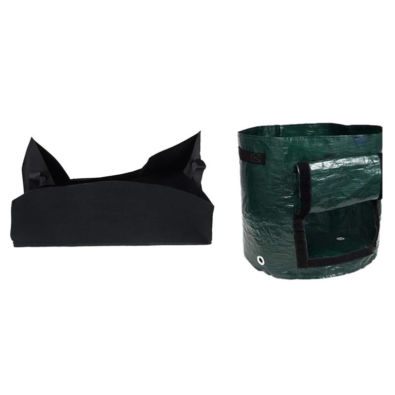 

1X Square Garden Growing Bags Planter Bag Black(L) & 3PCS Potato Grow Bags, 7 Gallons Garden Vegetable Planter