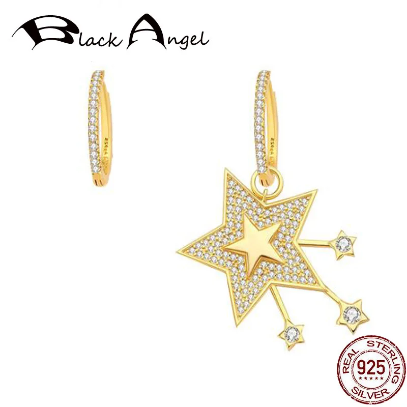 Модные 925 стерлингового серебра Асимметричная Метеор Серьги с креплением