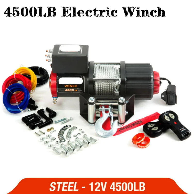 RU electric winch 12V 4500lb remote control set heavy duty ATV trailer high strength steel electric winch