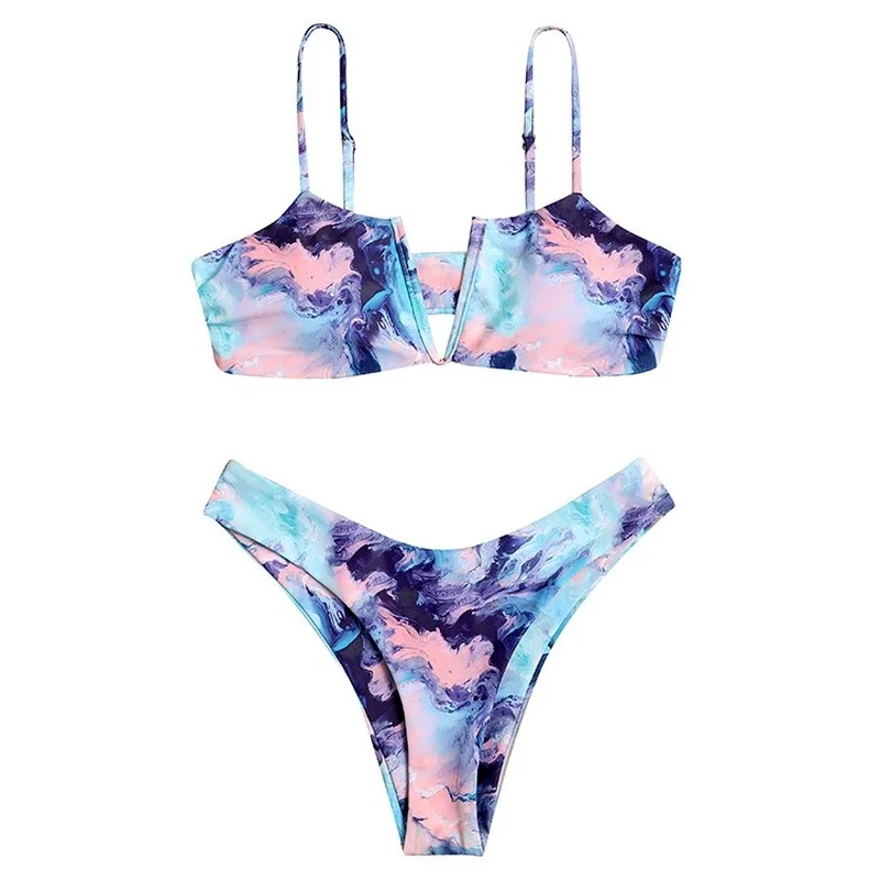 

Ladies Swimwear European and American Bikini Split Swimsuit Set 2 Piece Sets Cute Swimsuit Women Bandeau Swimsuit