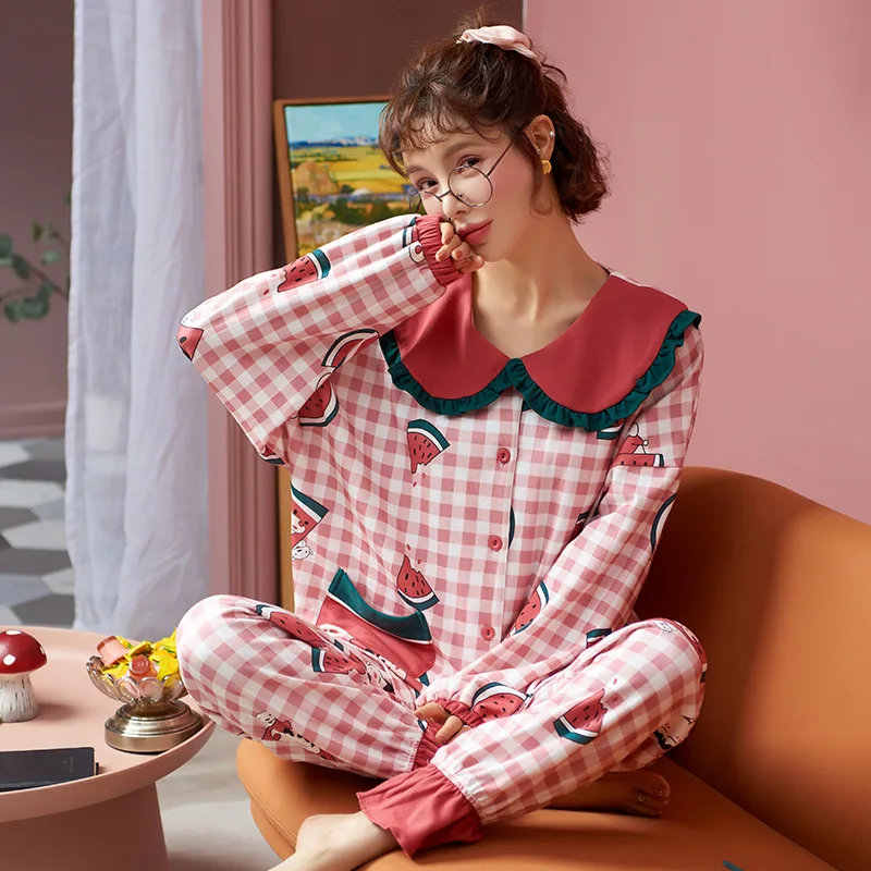 

Fast Shipping Women Pajamas Set Autumn Winter Pyjamas Floral Sleepwear Home Clothes For Women Sexy Lingerie