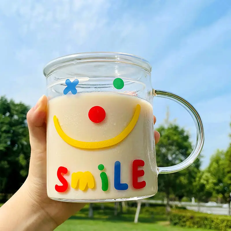 

ins Resistant Glass Cup Dessert Cups Glass Mugs Coffee Colored Single Wall Insulated Borosilicate Glass Cup Hot sale products