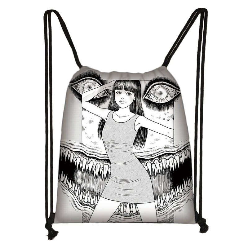 skdmanga05 Horror manga drawstring сумка Junji Ito Женская и мужская сумка для хранения Jorogumo/slug девушка холщовый рюкзак дорожный рюкзак Подростковая сумка - Цвет: skdmanga05