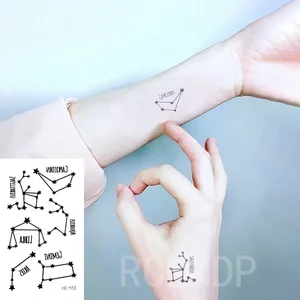 Временная татуировка, водостойкая, в форме звезды, созвездия, Овен, весы, Козерог, флэш-тату, искусство для женщин и мужчин