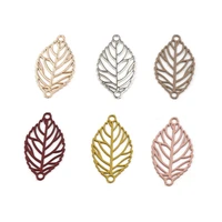 doreenbeads fashion copper filigree stamping connectors colorful hollow leaf pattern charms diy findings 19mm x 11mm 20 pcs