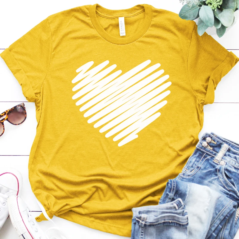 Женская футболка с принтом Love Heart в подарок на день Святого Валентина рубашки