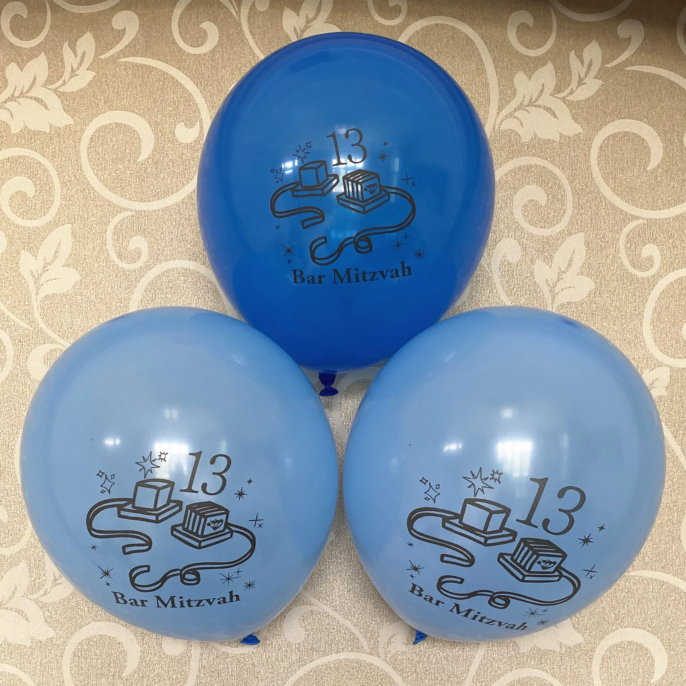 Bar Mitzvah globos Tefillin decoraciones oro azul negro ni&ntilde;o de 13 fiesta de cumplea&ntilde;os 15 piezas globos de l&aacute;tex-1