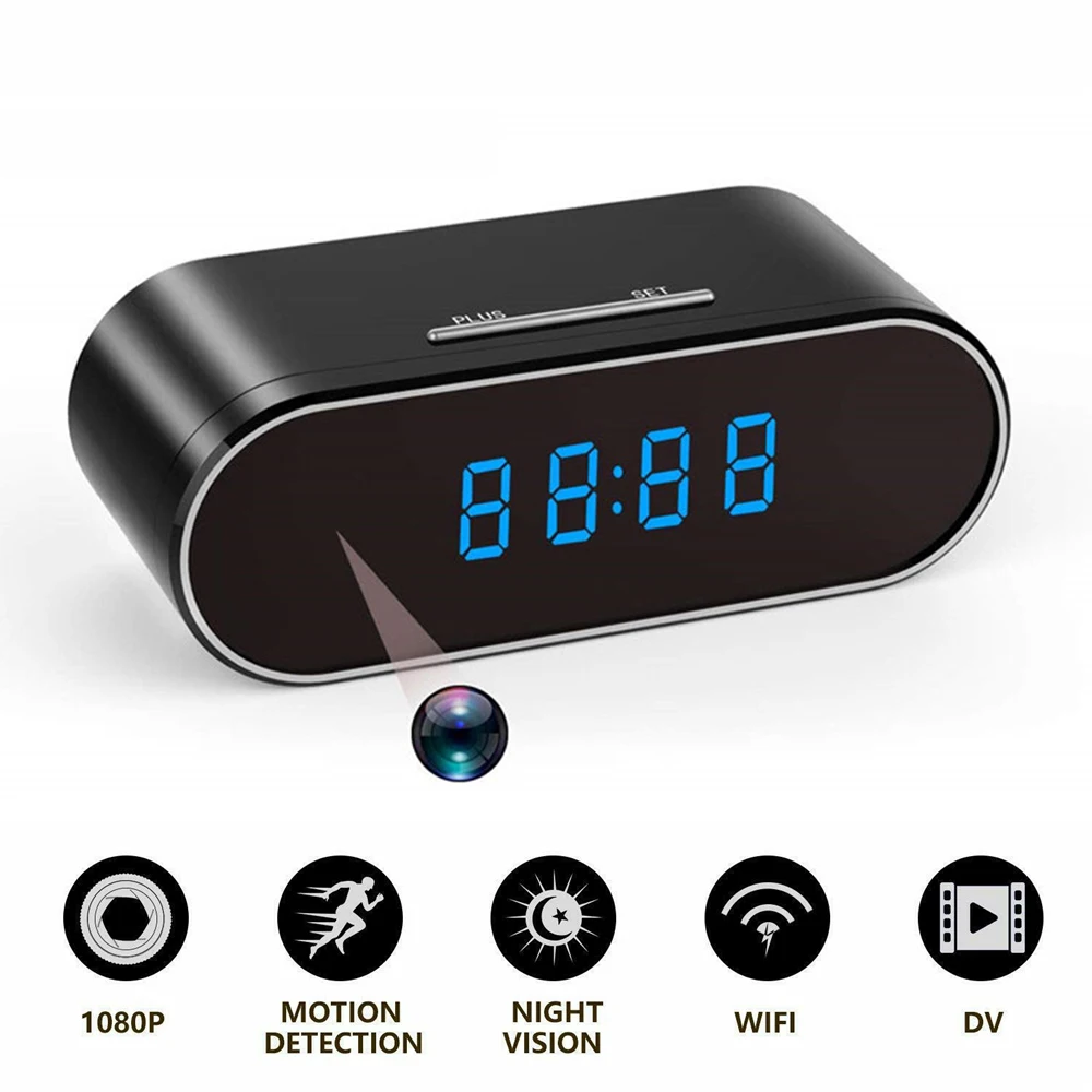 Мини Настольные часы WI-FI Камера с Ночное видение 1080P удаленного просмотра малого