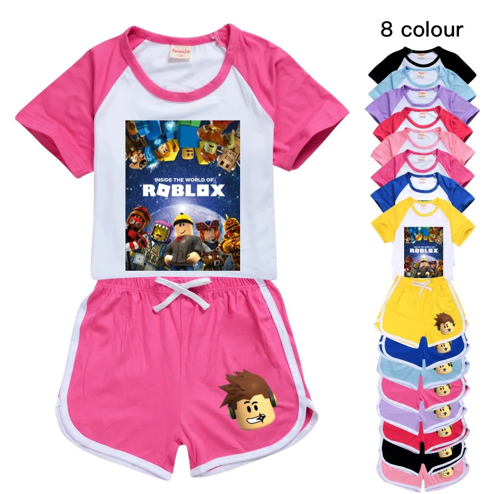 

Toddler Boy Dlothing Set Kids Summer Cartoon ROBLoxing Clothes Set girl casual sport outfit children Clothes anime T-shirt Suit