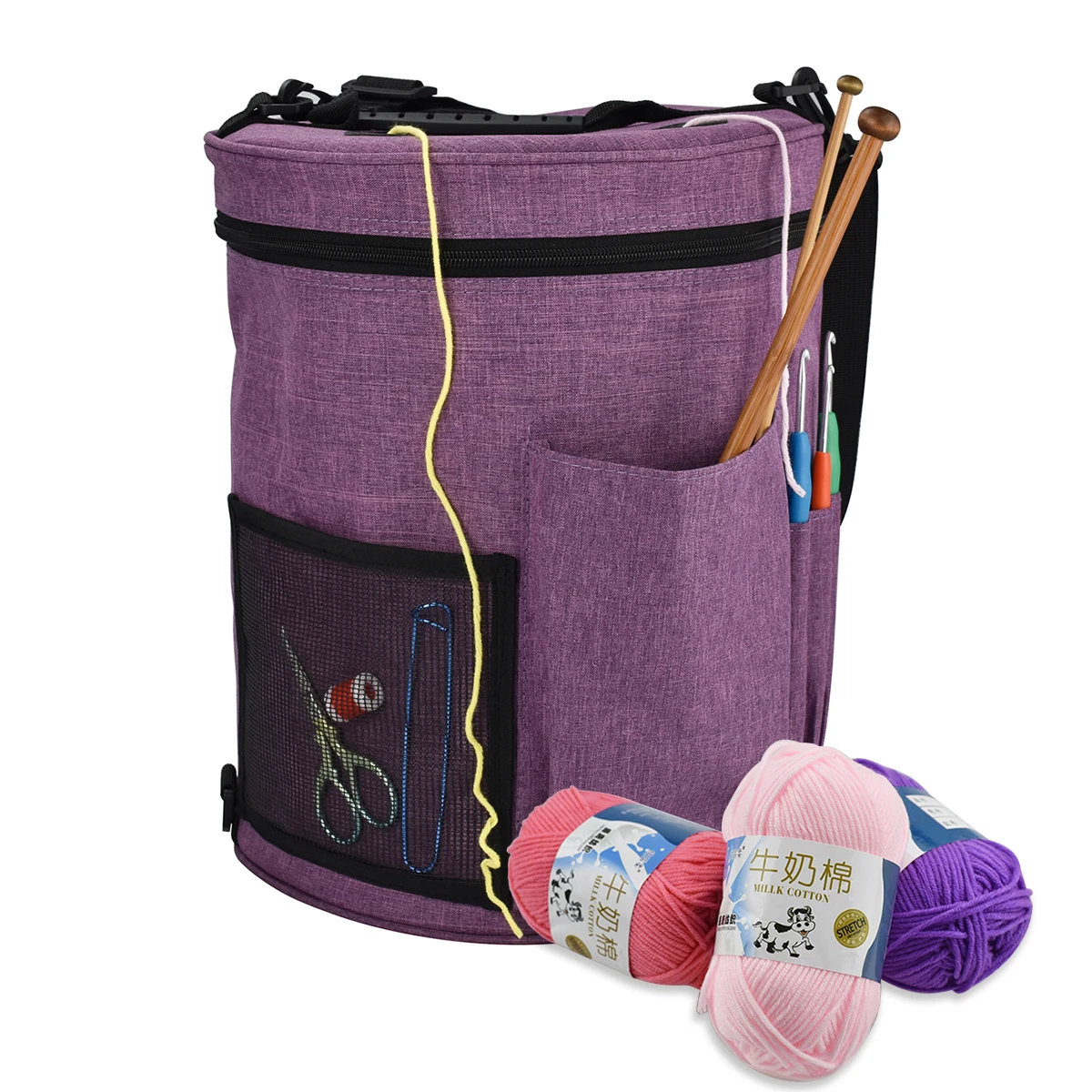 

Portable Knitting Yarn Organizer Bag For Wool Crochet Hooks Knitting Needles Sewing Set DIY Yarn Balls Household Storage Bag
