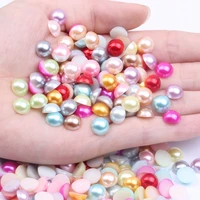 half round pearls 9mm 100pcs many colors flatback round shiny glue on resin beads diy jewelry nails art decorations